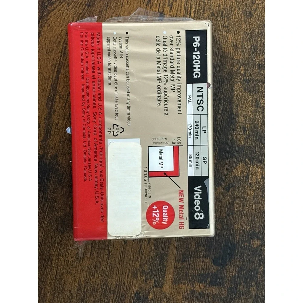 NEW & SEALED Sony 8mm Video 8 HG High-Grade 120 Min. Video Cassette (P6-120HG)